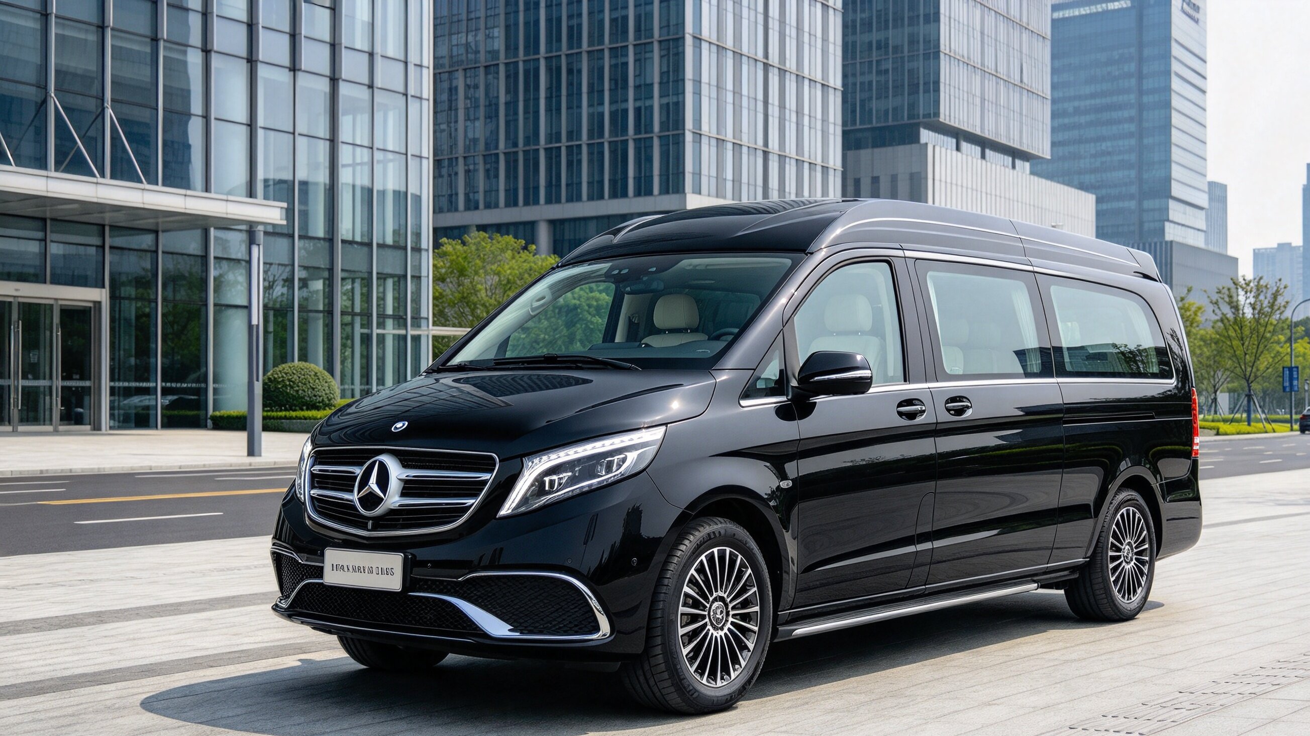 Eleven-seater coach with luggage trailer for group travel in Shanghai